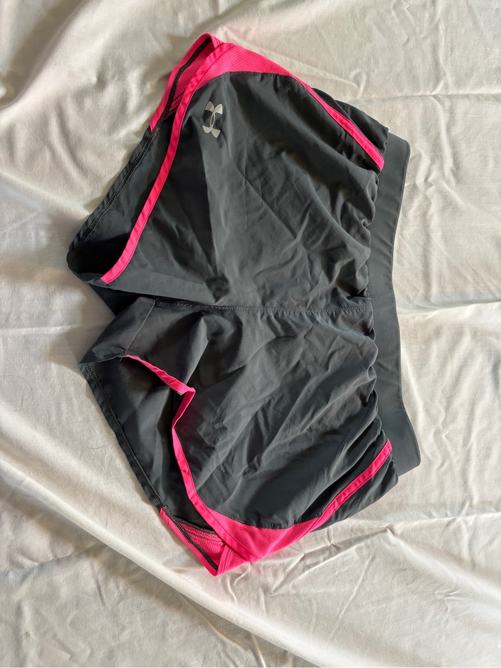 Under Armour Gray Athletic Shorts with Hot Pink Trim